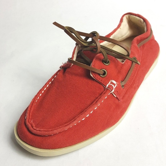 Old Navy Red Canvas Loafers Boat Shoes 